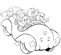 A coloring page of care bears
